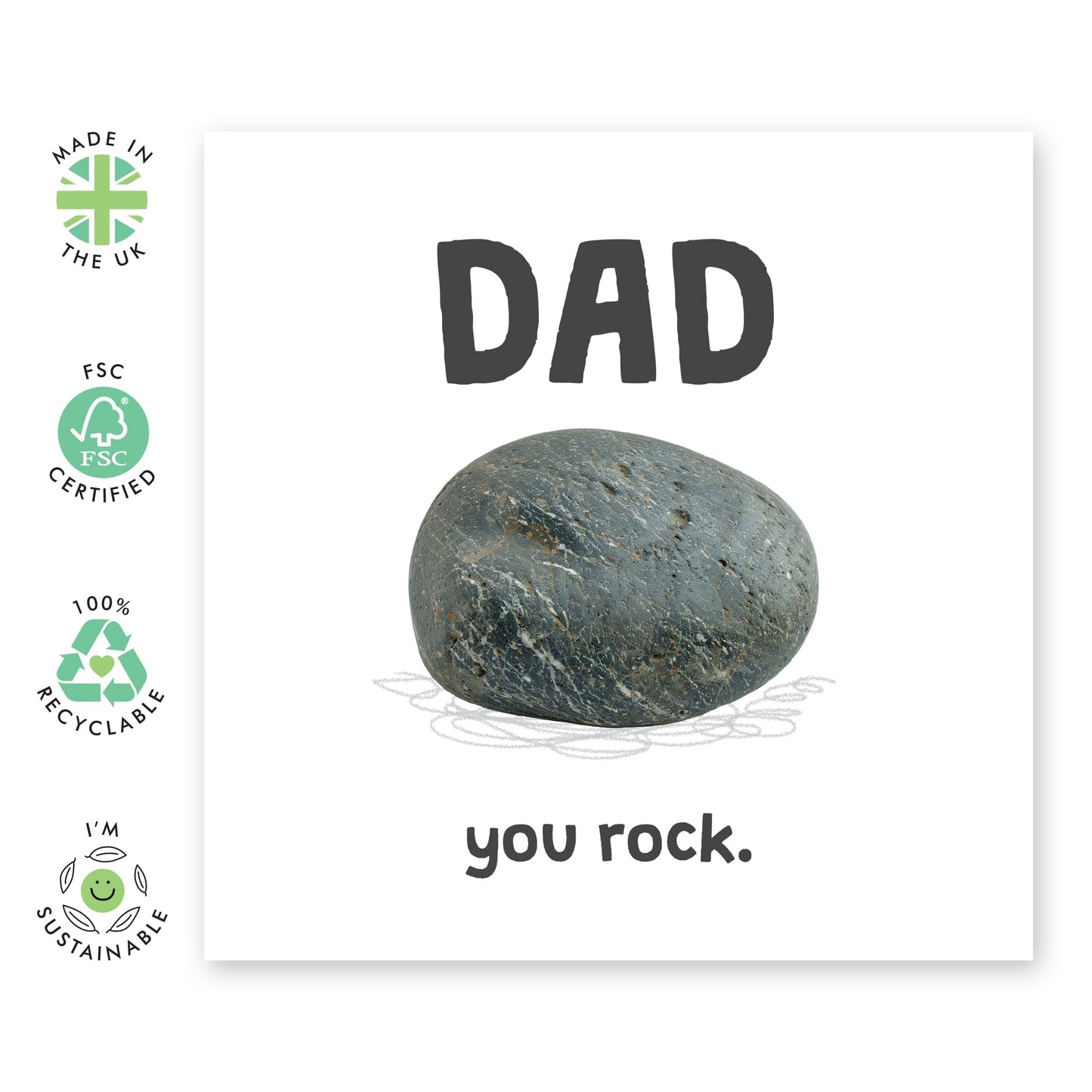 Happy Birthday Dad Card - You Rock! - Dad Jokes Humour Puns - Funny Dad Card - Father's Day Cards From Daughter Son - Gifts For Men Papa Pop Daddy Comes With Stickers By Central 23