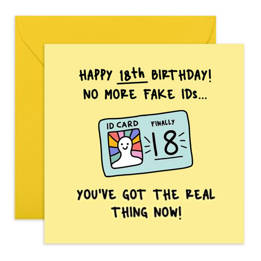 Hilarious Birthday Card - 'No More F*ke IDs 18' - Gift for Daughter, Niece, Granddaughter, Sister, Young Lady, BFFs, Best Friend - Welcome to Adulthood - Comes with Fun Stickers