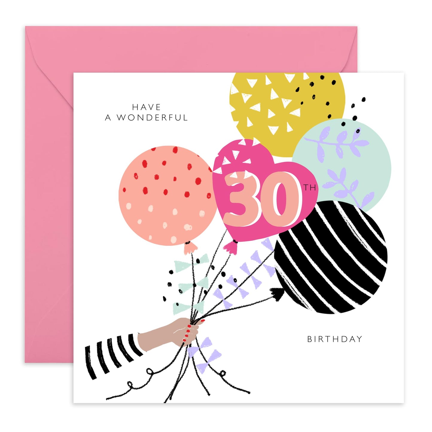 30th Birthday Card For Women - 30th Birthday Bunting - Wife Mum Mummy - Happy Thirtieth Birthday Greeting Card - Bday Card - Gift From Husband Daughter Niece - Comes With Stickers By Central 23