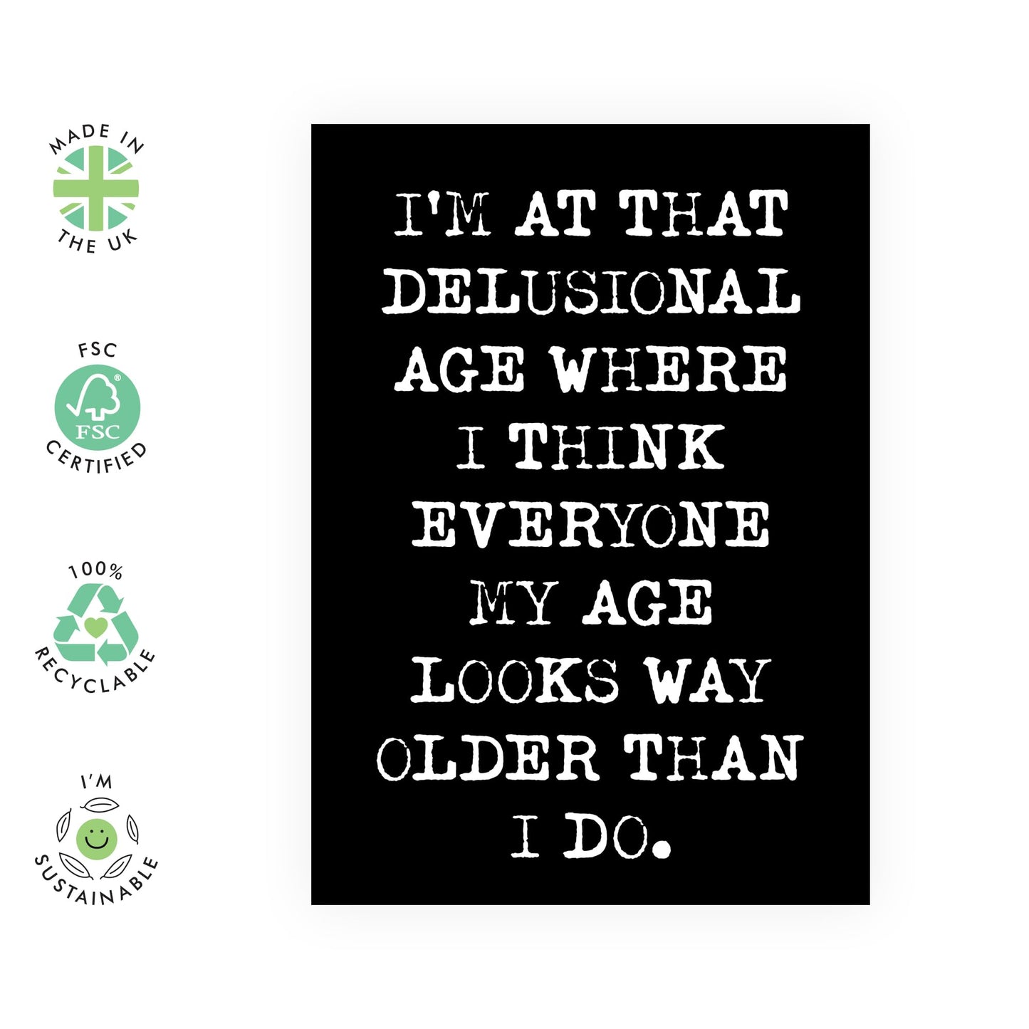Birthday Cards For Women - Looks Way Older Than I Do - Humorous Birthday Cards For Men - Greeting Cards For Friend - Gift For Mum Dad Brother Sister - Comes With Stickers - By Central 23