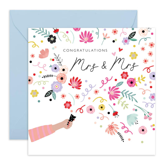Engagement Card For Fiancé - Mrs And Mrs Confetti - Anniversary Card Husband Wife - Valentines Day Cards Boyfriend Girlfriend Men Women - From Best Friend - Comes With Stickers By Central 23