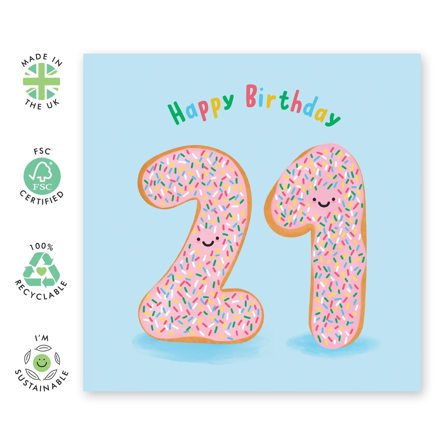21st Birthday Card For Her Him - Donut Age 21 - Donut Birthday Card - Women Men - Brother Sister - Twenty-first Birthday Card - Gift For Daughter Son Friend - Comes With Fun Stickers - By Central 23