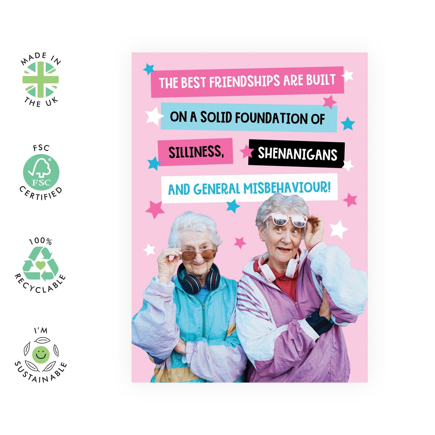 Greeting Card - 'BEST FRIENDSHIPS' - Perfect for Celebrating the Joy and Bond of True Friendship - Ideal for Expressing Appreciation & Humor to Your Best Friend - Comes With Stickers By Central 23