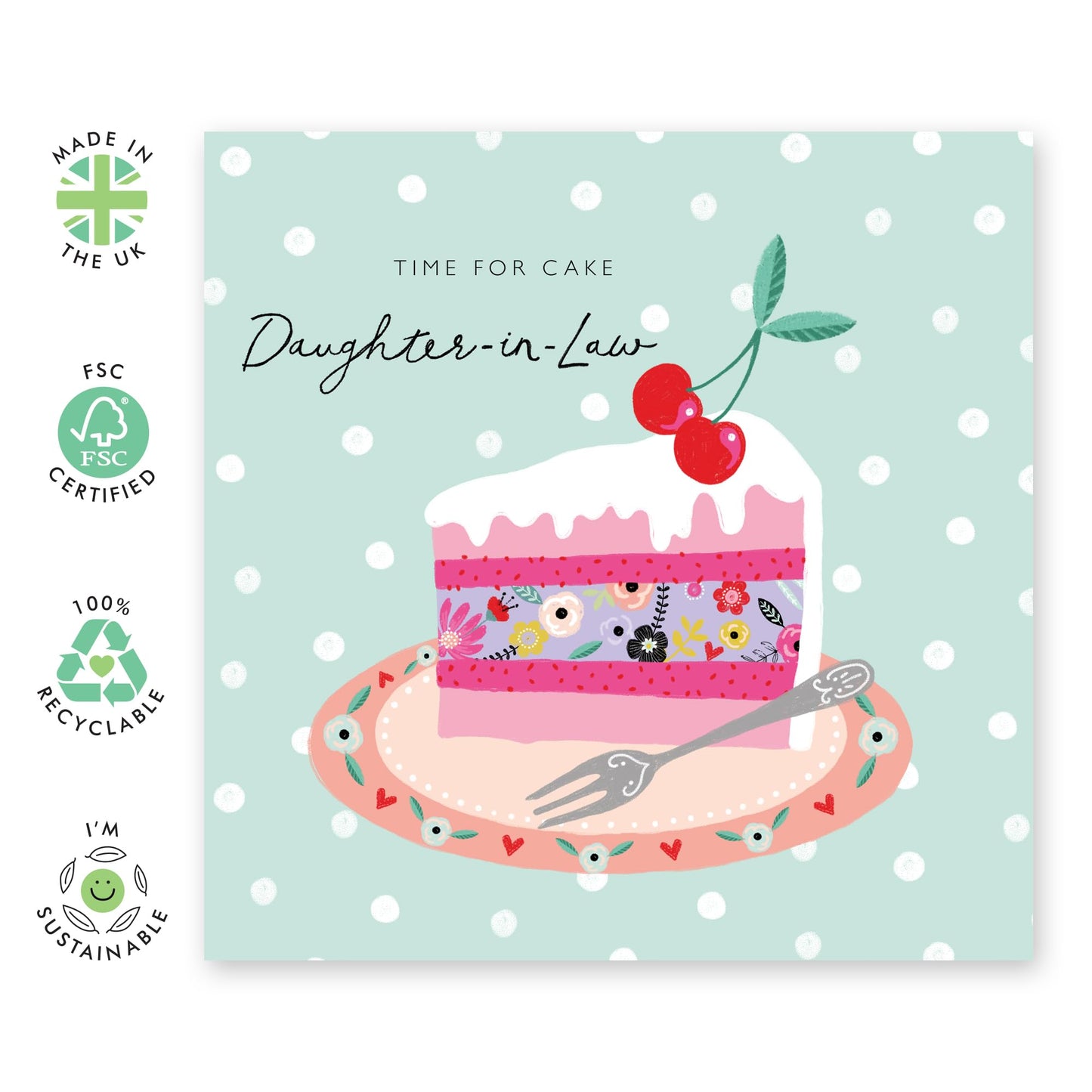 Happy Birthday Daughter In Law - Bday Cake - Floral Greeting Cards For Women Her Female - Pretty Birthday Card For Daughter-in-law - Comes With Stickers By Central 23