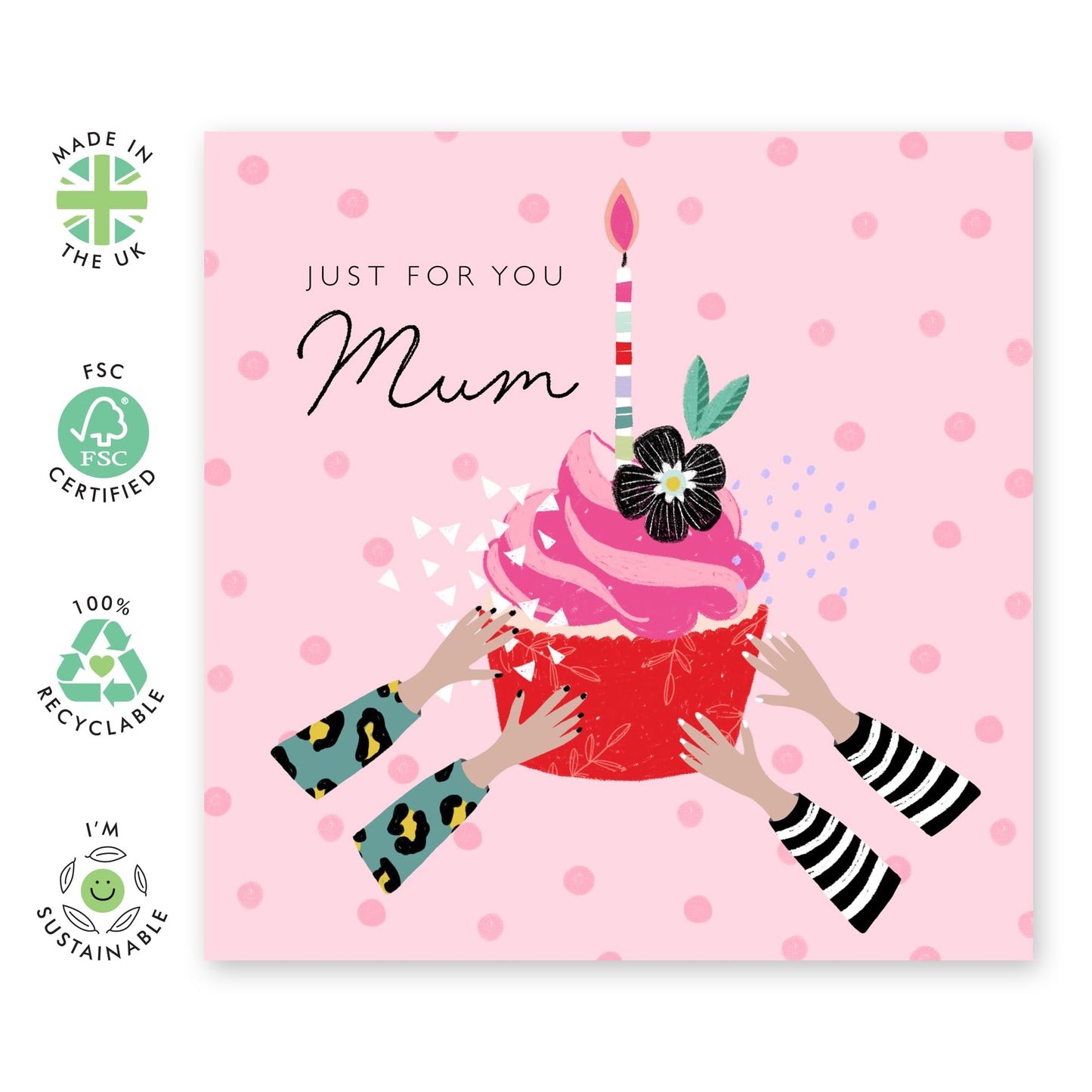 Birthday Card For Mummy - Just For You Mum - Greeting Cards For Mum - Birthday Card For Mother From Son Daughter - Pretty Greeting Cards For Mum - Comes With Fun Stickers - By Central 23