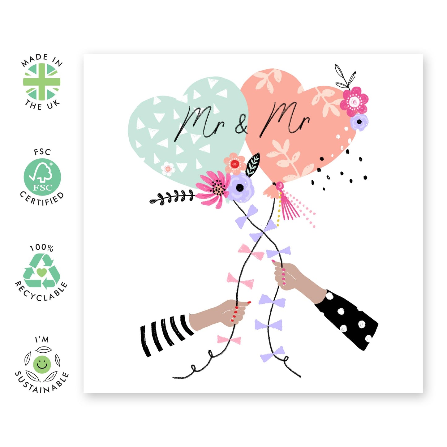 Engagement Card For Fiancé - Balloons Mr And Mr - Anniversary Card Husband Wife - Valentines Day Cards Boyfriend Girlfriend Men Women - From Best Friend - Comes With Stickers By Central 23