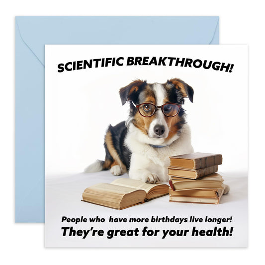 Greeting Card - 'SCIENTIFIC BREAKTHROUGH DOG' - Perfect for Dog Lovers and Science Enthusiasts - Ideal for Celebrating Birthdays with a Fun Twist & Adds Humor - Comes With Stickers By Central 23