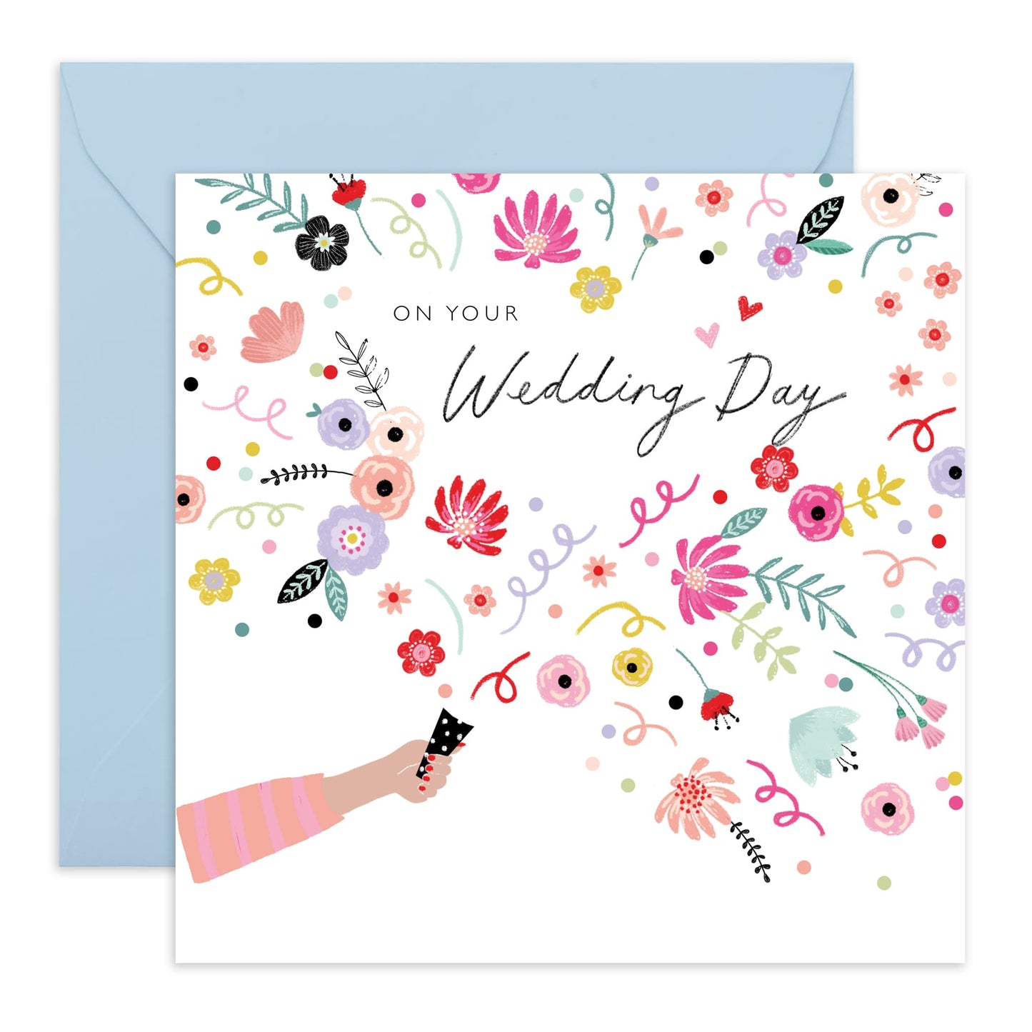 Wedding Cards For Bride And Groom - Wedding Day Confetti - Floral Greeting Card - Newly Weds Card - Congratulations Card For Men Women - Best Wishes Gift Him Her - Comes With Stickers By Central 23