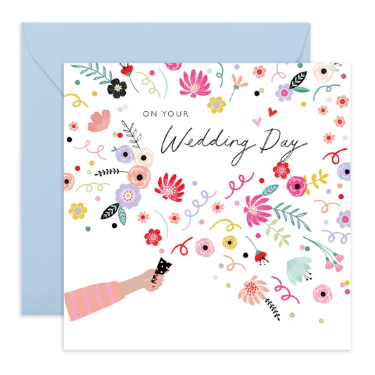 Wedding Cards For Bride And Groom - Wedding Day Confetti - Floral Greeting Card - Newly Weds Card - Congratulations Card For Men Women - Best Wishes Gift Him Her - Comes With Stickers By Central 23