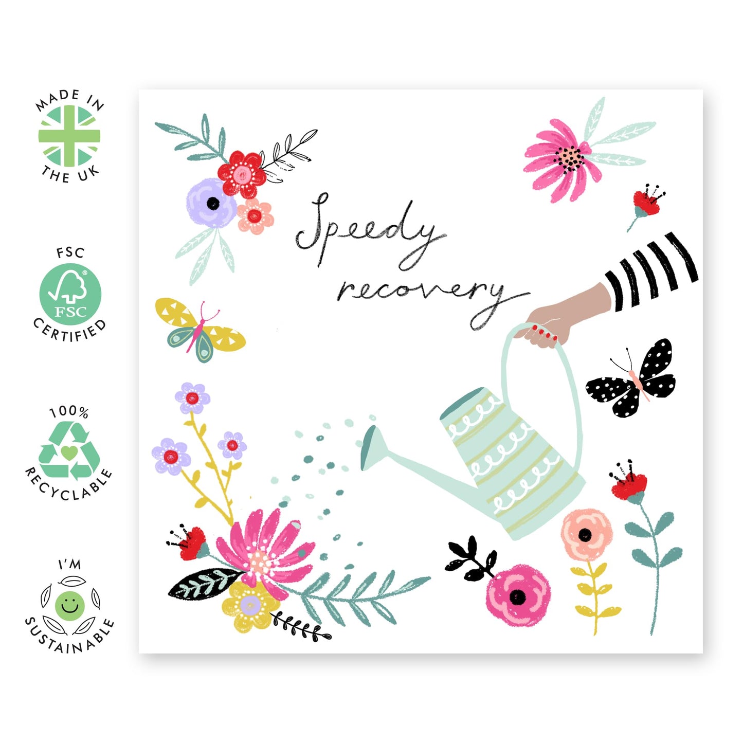 Speedy Recovery Card And Envelope - Get Well 29 - Get Well Soon Him Her - Floral Greeting Card - For Girl Friend - Encouragement Cards For Men Women - Feel Better - Comes With Stickers - By Central 23
