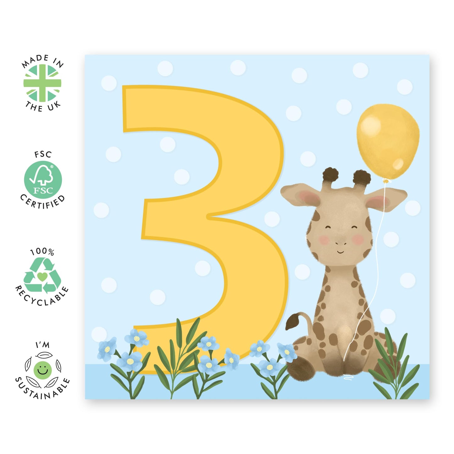 3rd Birthday Card For Boys - Cute Animals Elephant - Third Birthday Card For Him - Baby Milestone Three Year Old - Gifts For Toddler Kids Grandson Nephew - Comes With Fun Stickers - By Central 23