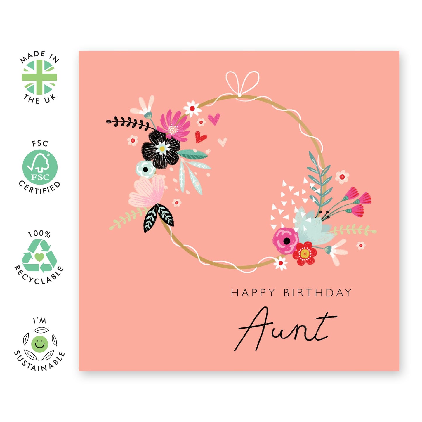 Aunt Birthday Card - Aunt Floral Arrangement - Happy Birthday Aunty Greeting Card - Gift From Niece Nephew - Greeting Cards Her - Heartfelt Gifts Women Tia - Comes With Fun Stickers - By Central 23