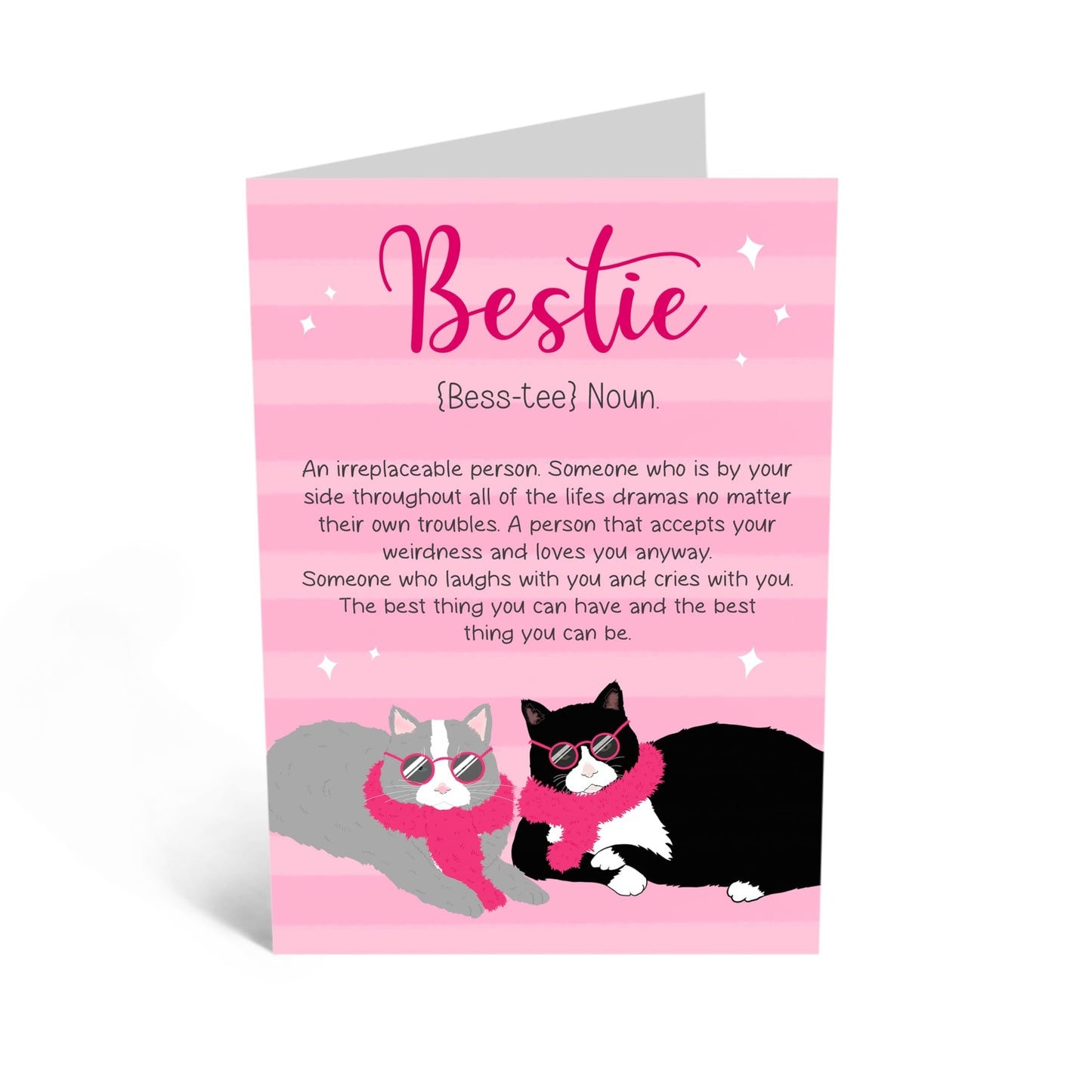 Greeting Card - 'BESTIE CATS FABULOUS' - Perfect for Celebrating a Fabulous Friendship with a Fun Twist - Ideal for Best Friends, Cat Lovers, and Fabulous Duos - Comes with Stickers By Central 23