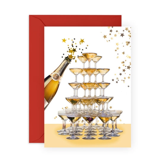 Congratulations Card For Men And Women - Prosecco Tower - Birthday Cards For Her - Graduation Card - New Job Card - New House Cards - Comes With Stickers - By Central 23