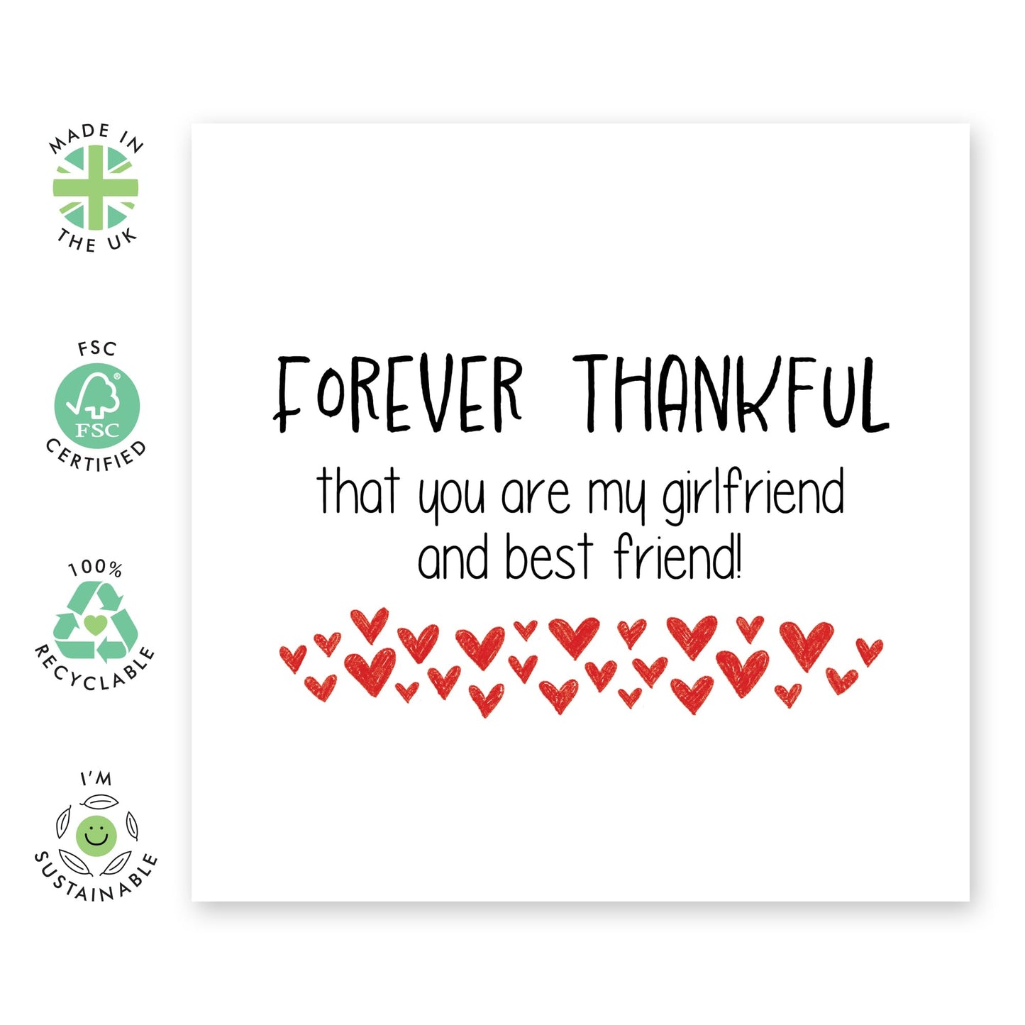 Greeting Card - 'FOREVER THANKFUL GIRLFRIEND' - Perfect for Expressing Deep Gratitude & Love - Ideal for Showing Appreciation to Your Girlfriend on Any Special Day - Comes With Stickers By Central 23