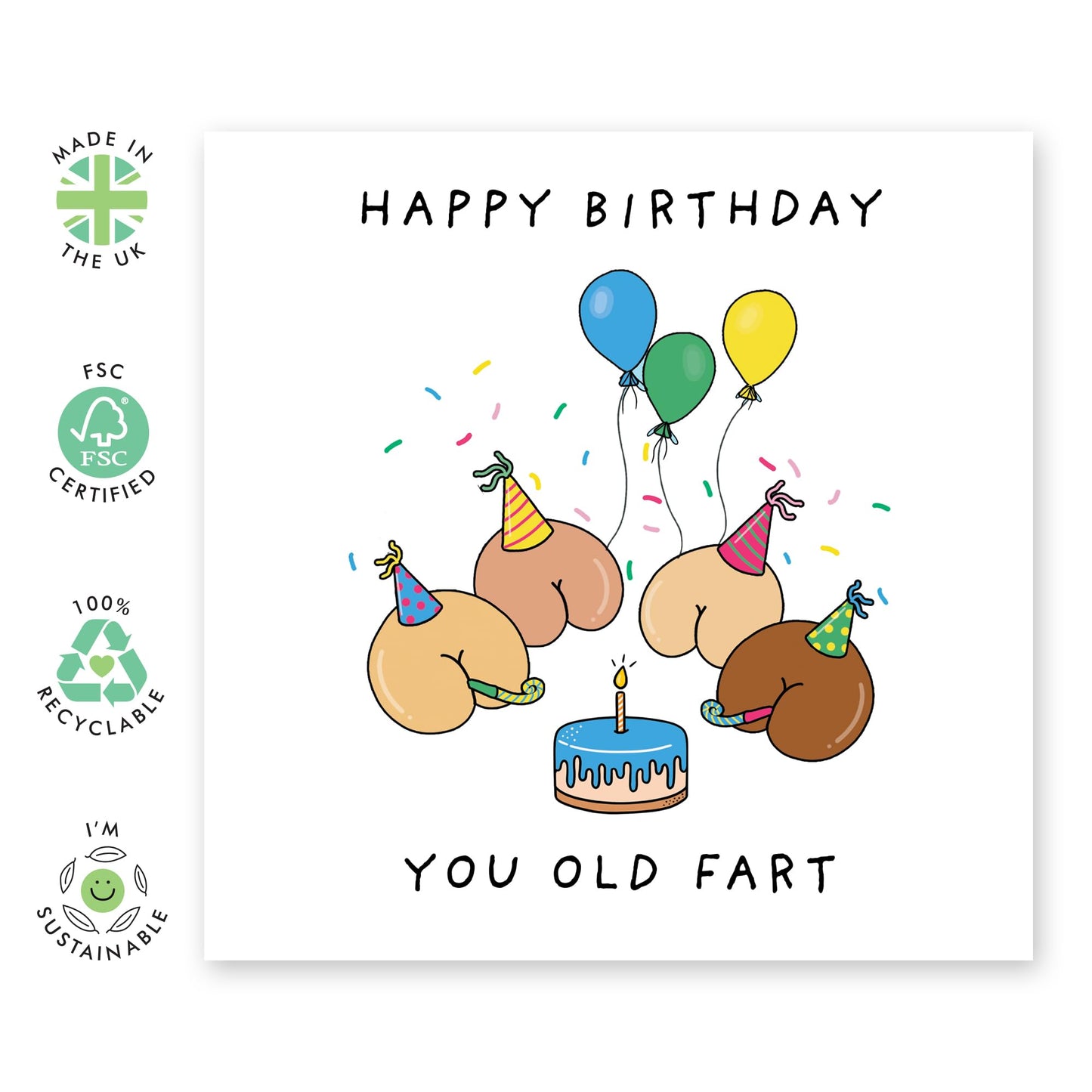 Funny Birthday Card - 'B*M OLD F*RT!' - Perfect for Celebrating Birthdays with a Cheeky Twist - Ideal for Friends Family Besties BFFs Brothers Sisters Colleagues - Comes With Stickers By Central 23