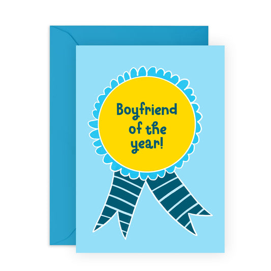 Valentines Card For Boyfriend - Boyfriend Of The Year - Anniversary Card For Him - Greeting From Fiancé - From Girlfriend - Romantic Card For Him - Comes With Stickers By Central 23