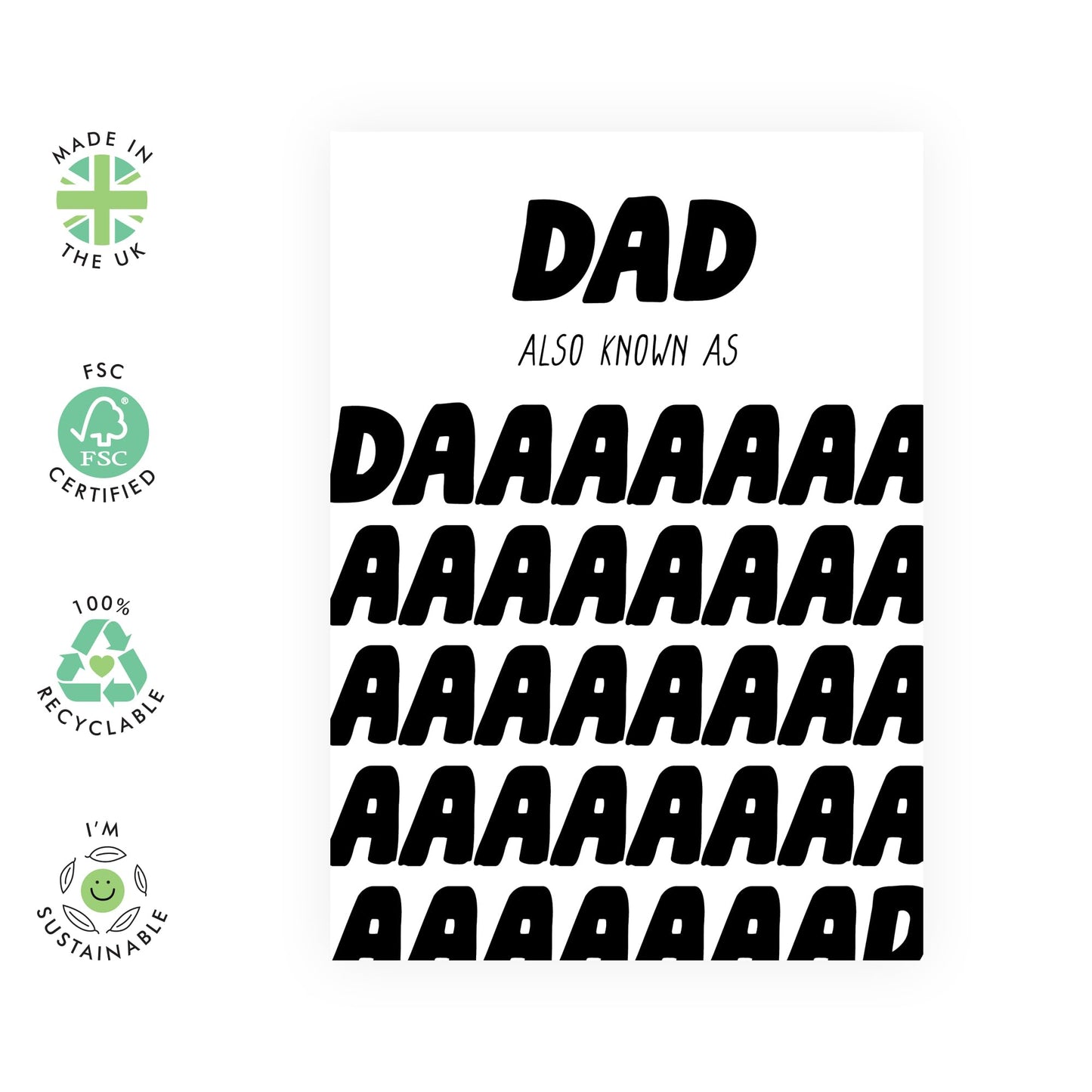 Dad Birthday Card - Dad, Also Known As Daaaaa - Funny Greeting Cards For Men Pop Papa Daddy - Father's Day Card From Son Daughter - Gifts For Him - Comes With Fun Stickers By Central 23
