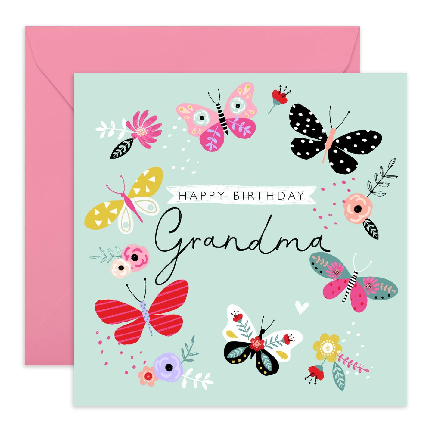 Happy Birthday Grandma Card - Butterfly Birthday Card For Her - Grandma Gifts For Women Nana Nanny - Comes With Stickers By Central 23