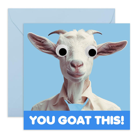 New Job Congratulations Card - 'You Goat This' - Congrats to Friends, Colleagues, Officemate, Workmate, Coworker, Family, Friends - Adorbale Pet - Comes with Fun Stickers