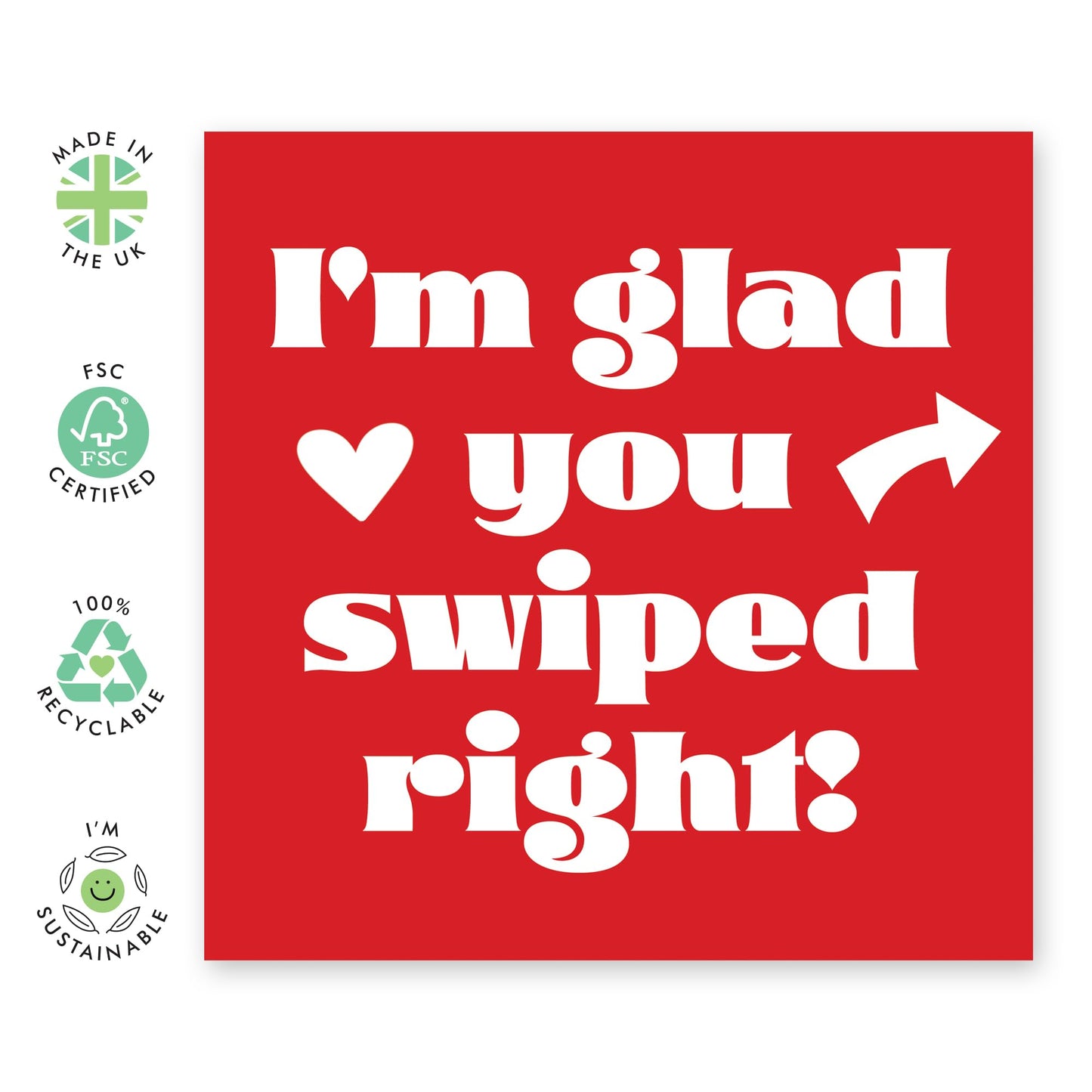 Greeting Card - 'GLAD YOU SWIPED RIGHT' - Celebrating the Start of a Wonderful Relationship - Ideal for Adding a Touch of Humor and Appreciation to Your Anniversary - Comes With Stickers By Central 23