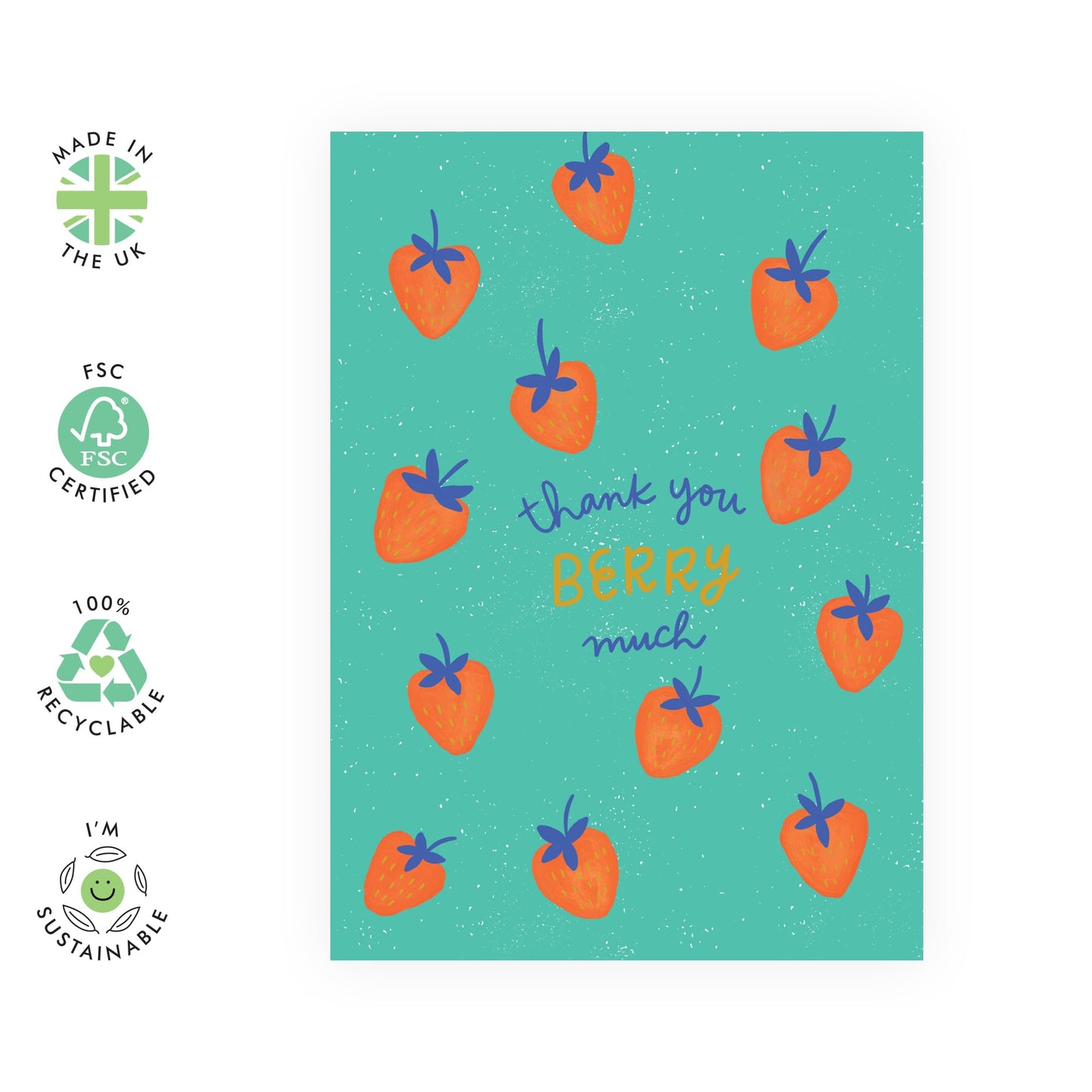 Thank You Card For Women - Thank You Berry Much - Cute Thank You Cards For Mum Wife Friend - Gratitude Appreciation For Friendship - Comes With Stickers - By Central 23