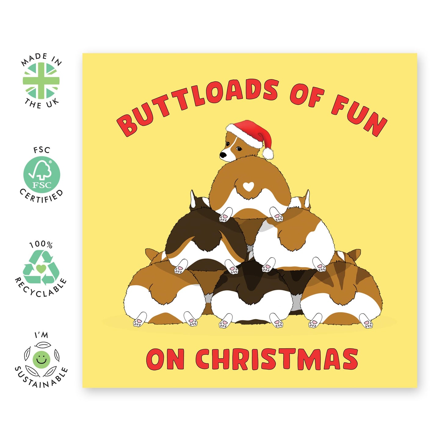 Christmas Cards Men Women - Buttloads Of Fun On Christmas - Funny Christmas Cards Mum Dad - Wife Husband Xmas Card Brother Sister - Christmas Card Box - Gift - Comes With Fun Stickers - By Central 23
