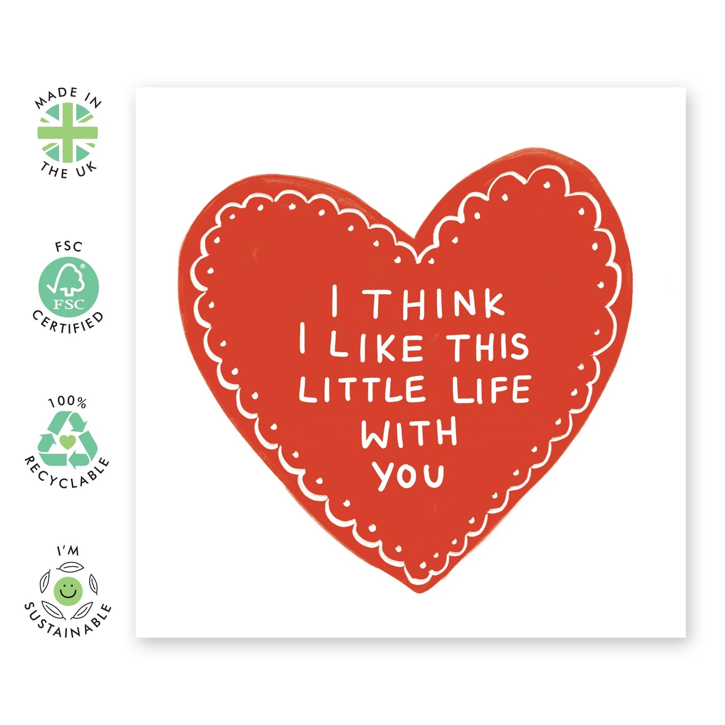 Love Cards For Him Her - I Like This Little Life Heart - Valentines Day Card Girlfriend Boyfriend - Anniversary Card Couple Fiance - Husband Wife Greeting Cards - Comes With Stickers By Central 23