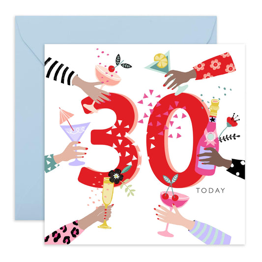 30th Birthday Card For Her - 30th Birthday Drinks - Wife Mum Mummy - Gift From Husband Daughter Niece - Bday Card - Happy Thirtieth Birthday Greeting Card - Comes With Stickers By Central 23