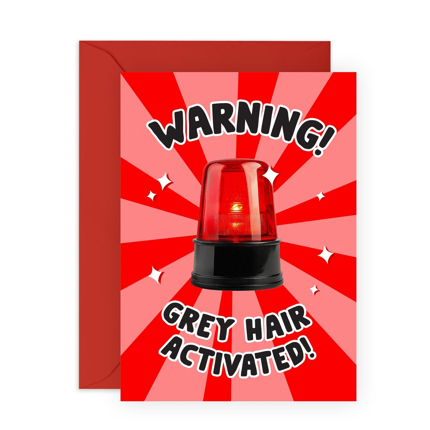Funny Birthday Card Joke for Aging - Grey Hair Activated Warning - Presents for Him, Her, Friend, Mum, Dad, Auntie, Uncle, Brother, Sister, Husband, Wife, Colleague, BFF- Comes with Fun Stickers