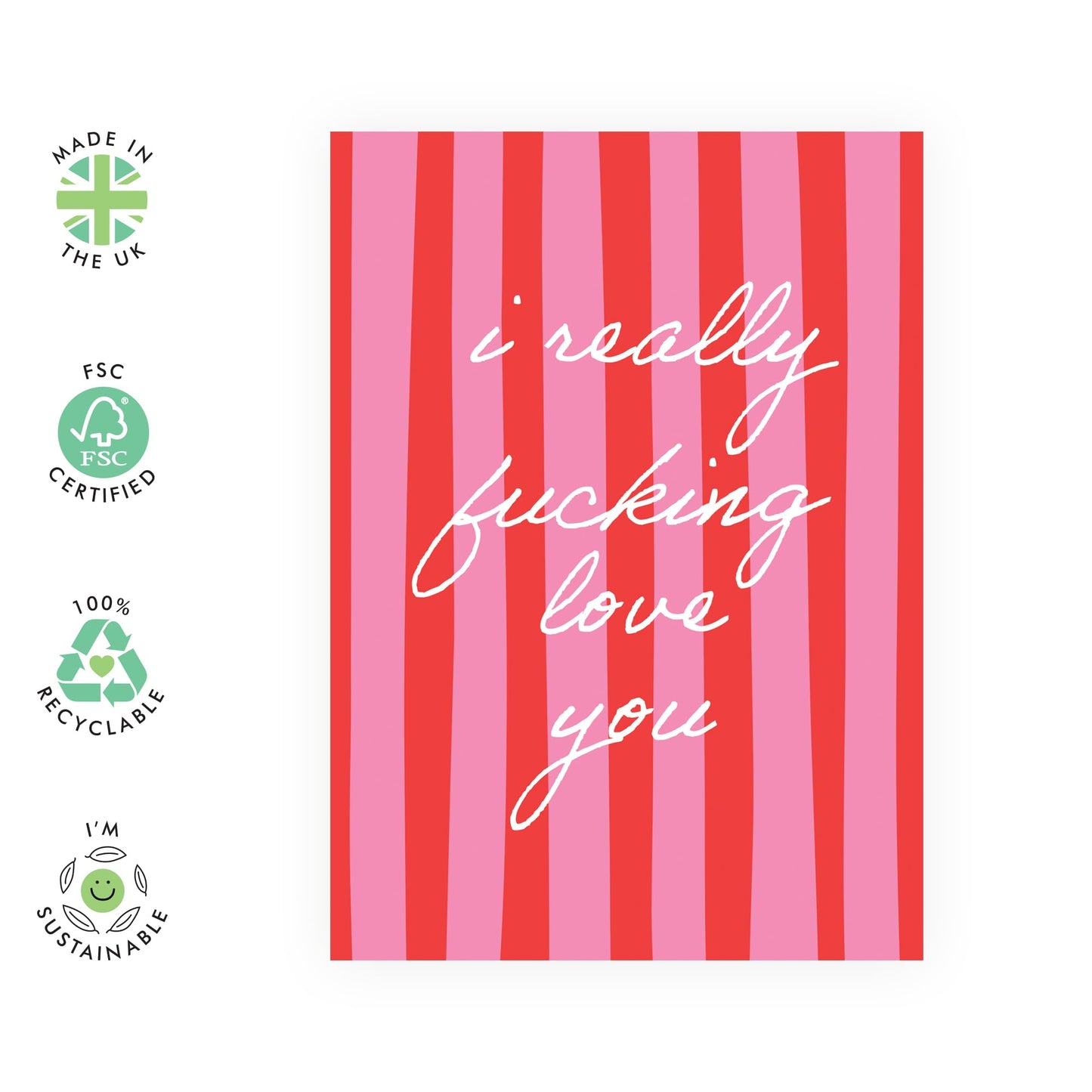 Love Cards For Her Him Boyfriend Girlfriend - I Really F-ing Love You - Sweet Anniversary Card For Husband Wife Fiance Partner - Valentines Day Cards - Comes With Cute Stickers By Central 23
