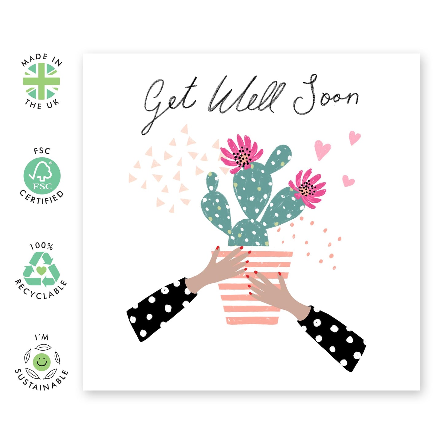 Get Well Soon Cards And Envelope - Get Well 2 - Encouragement Cards For Men Women - Floral Greeting Card - For Girl Friends - Speedy Recovery Him Her - Comes With Stickers - By Central 23