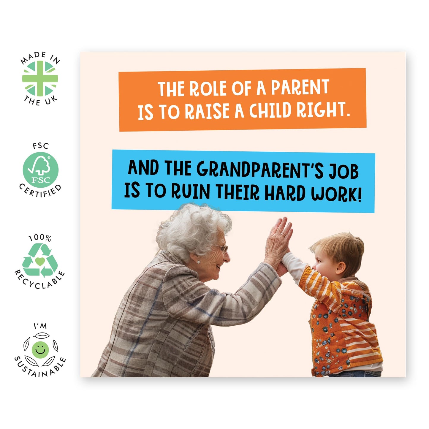 Grandma Birthday Card - Grandparents Job - Funny Greeting Cards For Gran, Nana, Granny, Mum, Mummy, Her, Women, Ladies from Grandson or Granddaughetr - Humoroues Mothers Day Card-Comes With Stickers