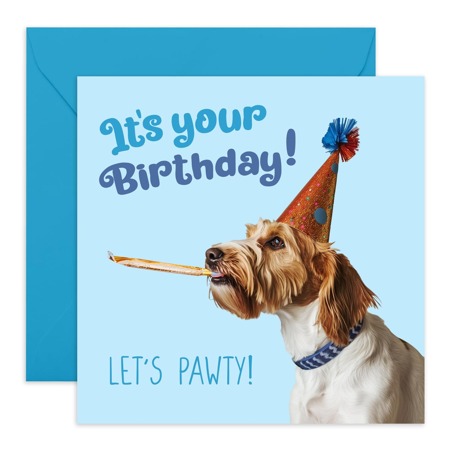 Birthday Greeting Card - 'BIRTHDAY DOG LET'S PAWTY' - Ideal for Celebrating with Fun & Party - Perfect for Dog Lovers and Adding a Playful Twist to the Special Day - Comes With Stickers By Central 23