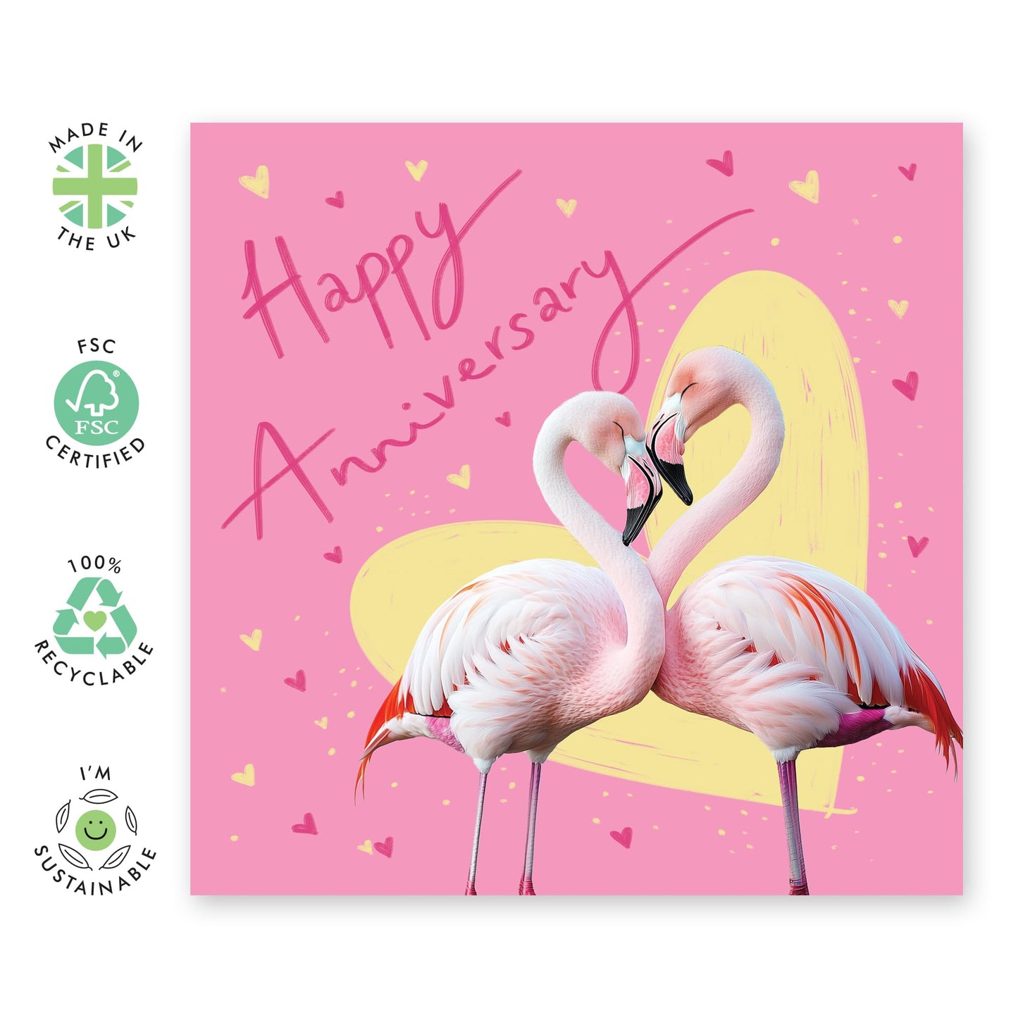 Greeting Card - 'FLAMINGO ANNIVERSARY' - Perfect for Celebrating A Special Day with a Touch of Tropical Flair - Ideal for Adding A Vibrant Twist to Your Anniversary - Comes With Stickers By Central 23