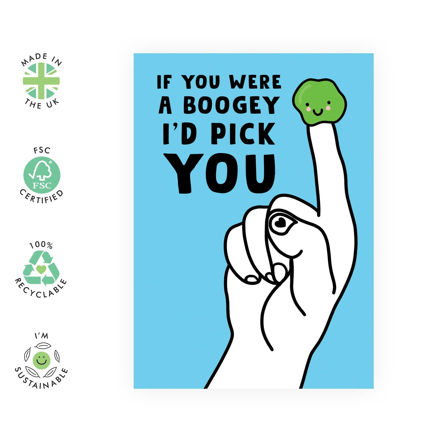 Hilarious Greeting Card - 'Boogey' - Funny Gift for Married Couples, Wife, Husband, Spouse, Partner, Him, Her, Girlfriend, Boyfriend- I Pick You - Comes with Fun Stickers