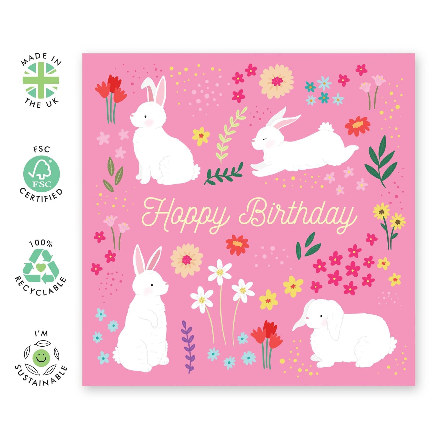 Kids Birthday Cards - Birthday Bunnies - Floral Birthday Cards For Women - Happy Birthday Card For Mum Niece Cousin - Sister Birthday Card - Comes With Stickers - By Central 23