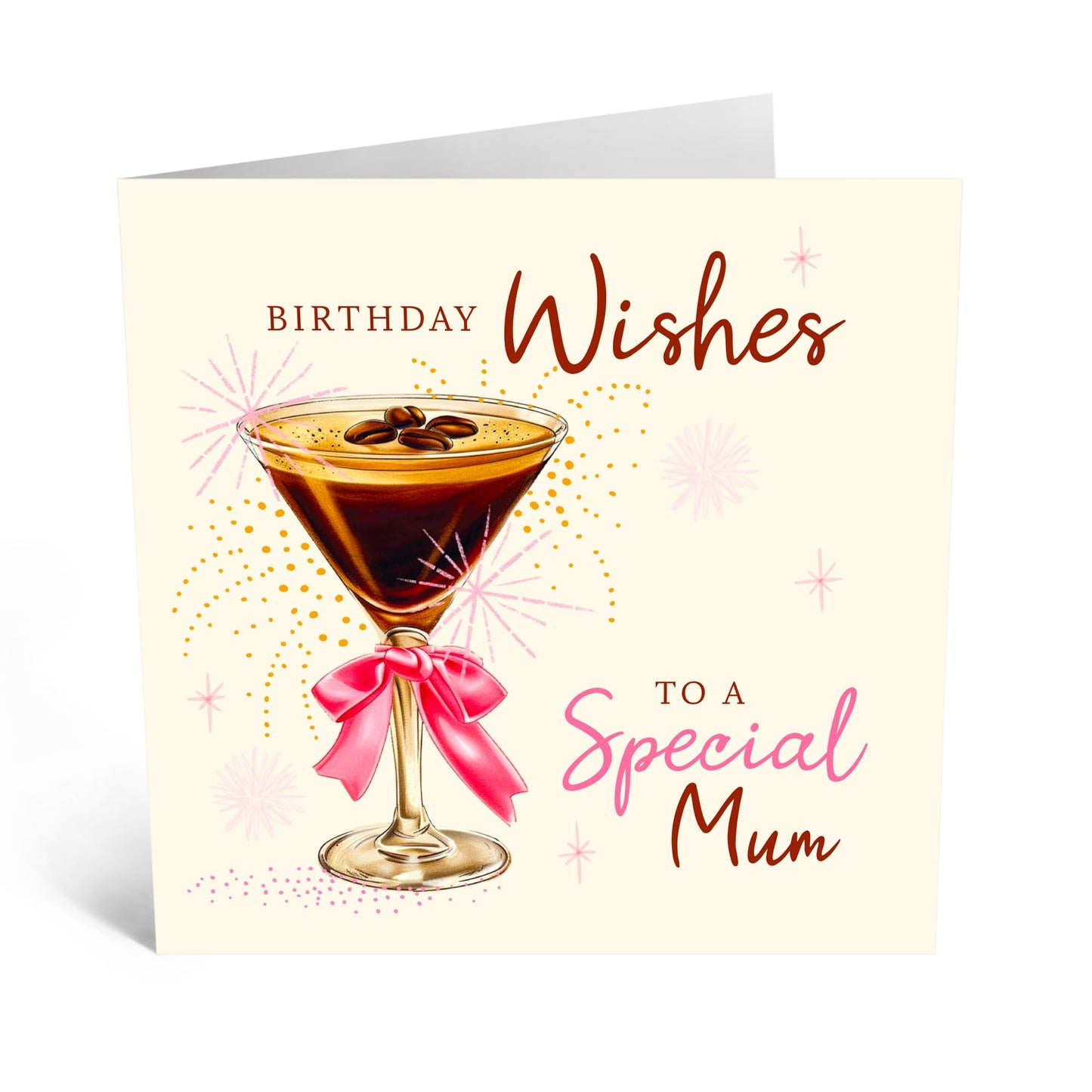 Best Wishes Birthday Card - 'Special Mum Birthday' - Presents for Mother, Mam, Mammy, Mama, Family from Children or Kids - Wine Glass - Comes with Fun Stickers