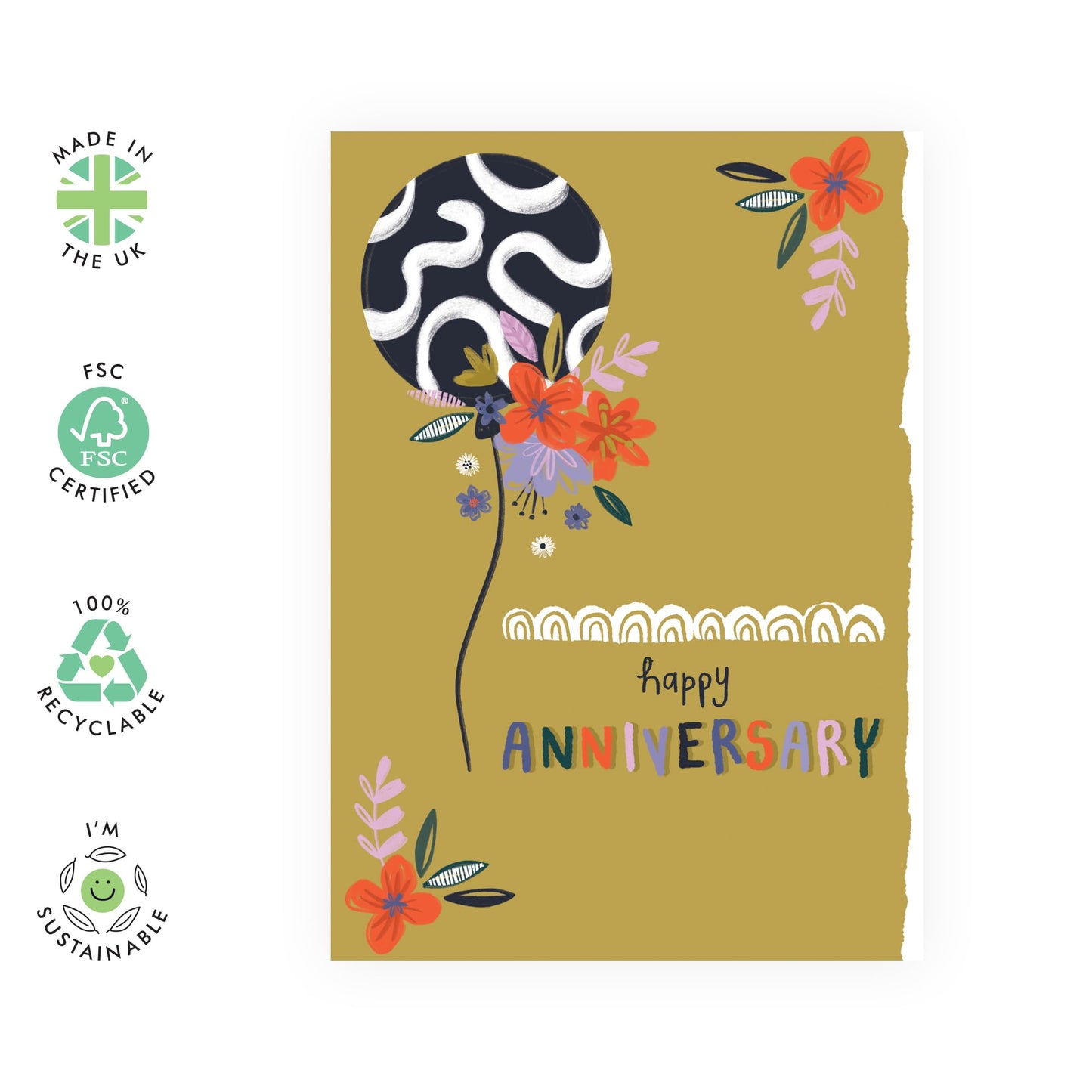 Anniversary Card For Husband Wife - Anniversary Floral Balloon - Wedding Anniversary Card For Mum Dad - Gift For Daddy Mummy - Comes With Stickers - By Central 23