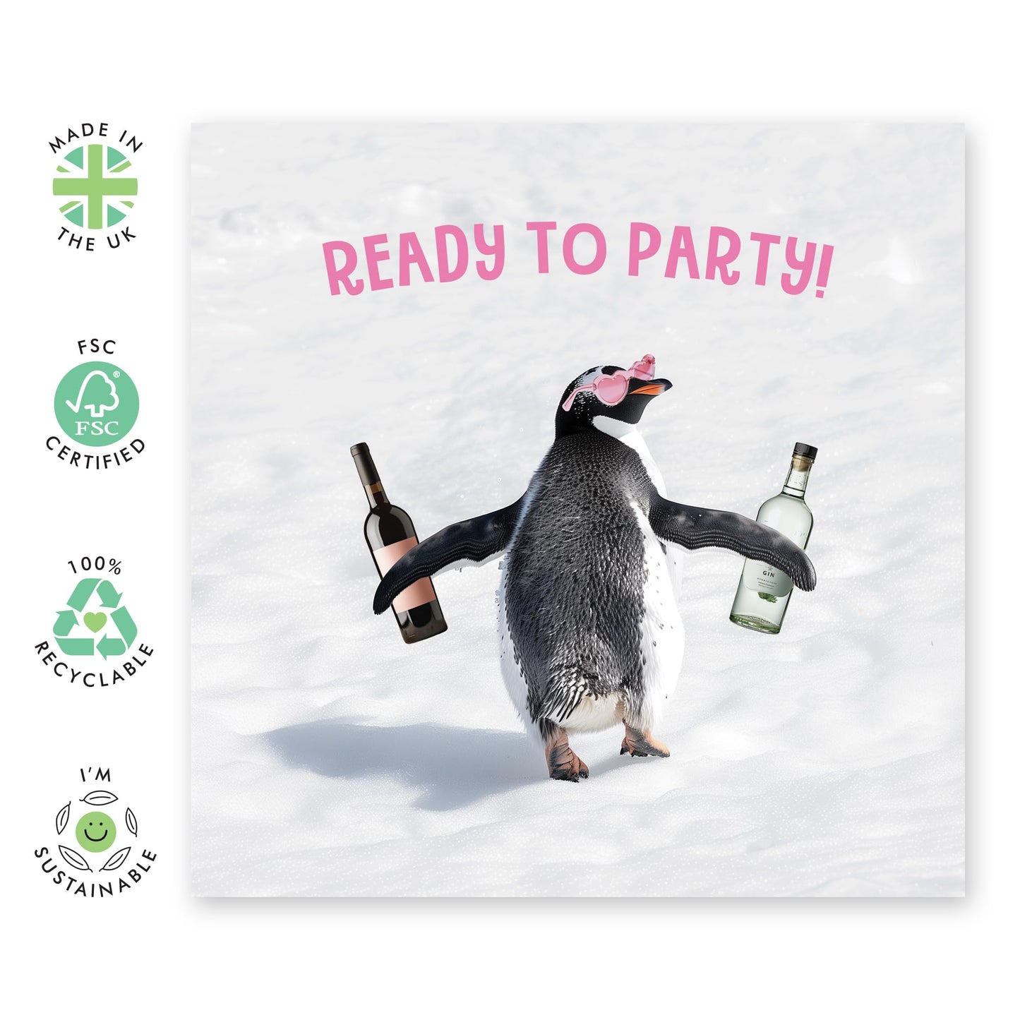 Birthday Greeting Card - 'READY TO PARTY PENGUIN' - Perfect for Kicking Off Celebrations with a Cool & Cute Twist- Ideal for Those Who Love Fun and Festive Penguins - Comes With Stickers By Central 23