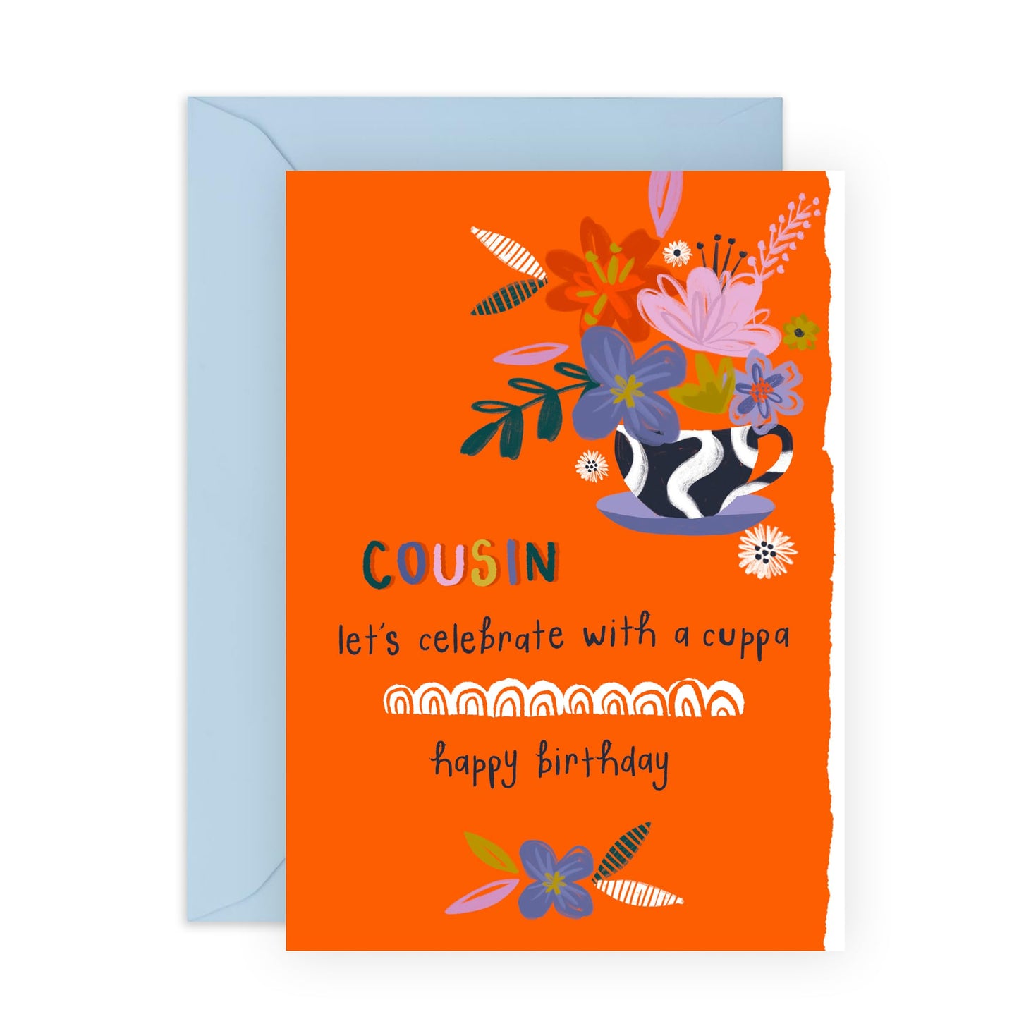 Cousin Birthday Card - Birthday Cousin Orange Bouquet - Pretty Floral Greeting Cards For Her - Flower - Gifts For Women - Floral Birthday Card - Comes With Fun Stickers - By Central 23