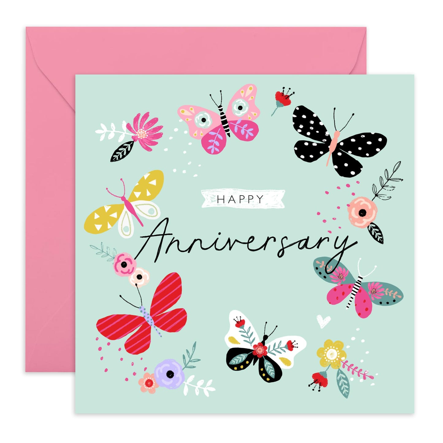 Wedding Anniversary Card Wife - Anniversary Butterfly - Anniversary Card For Couple Girlfriend - Greeting Cards For Her - Couple - Comes With Fun Stickers By Central 23