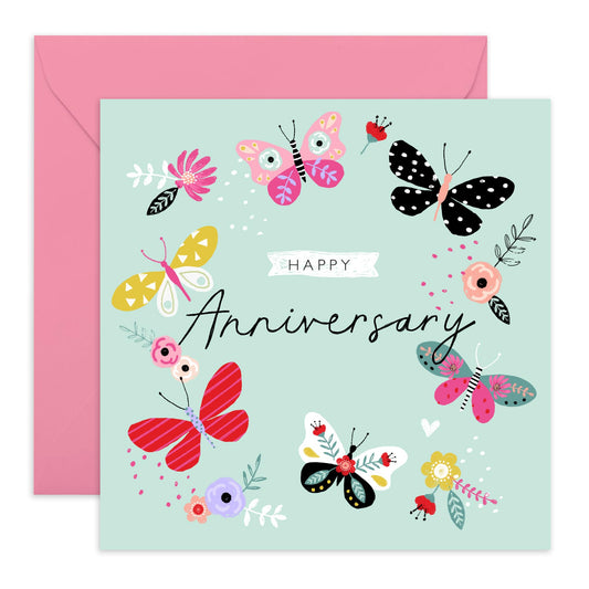 Wedding Anniversary Card Wife - Anniversary Butterfly - Anniversary Card For Couple Girlfriend - Greeting Cards For Her - Couple - Comes With Fun Stickers By Central 23