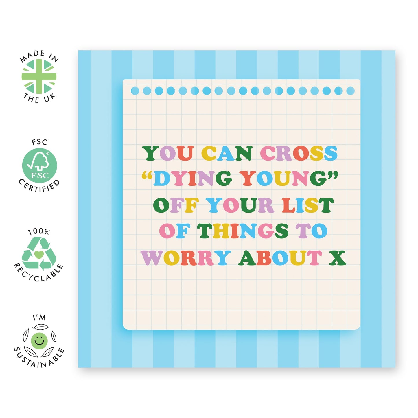 Happy Birthday Cards For Her Him - Cross Off Dying Young Alphabet - Hilarious Greeting Card Men Women - Funny Greeting Cards Mum Dad - Gift From Son Daughter - Comes With Fun Stickers - By Central 23