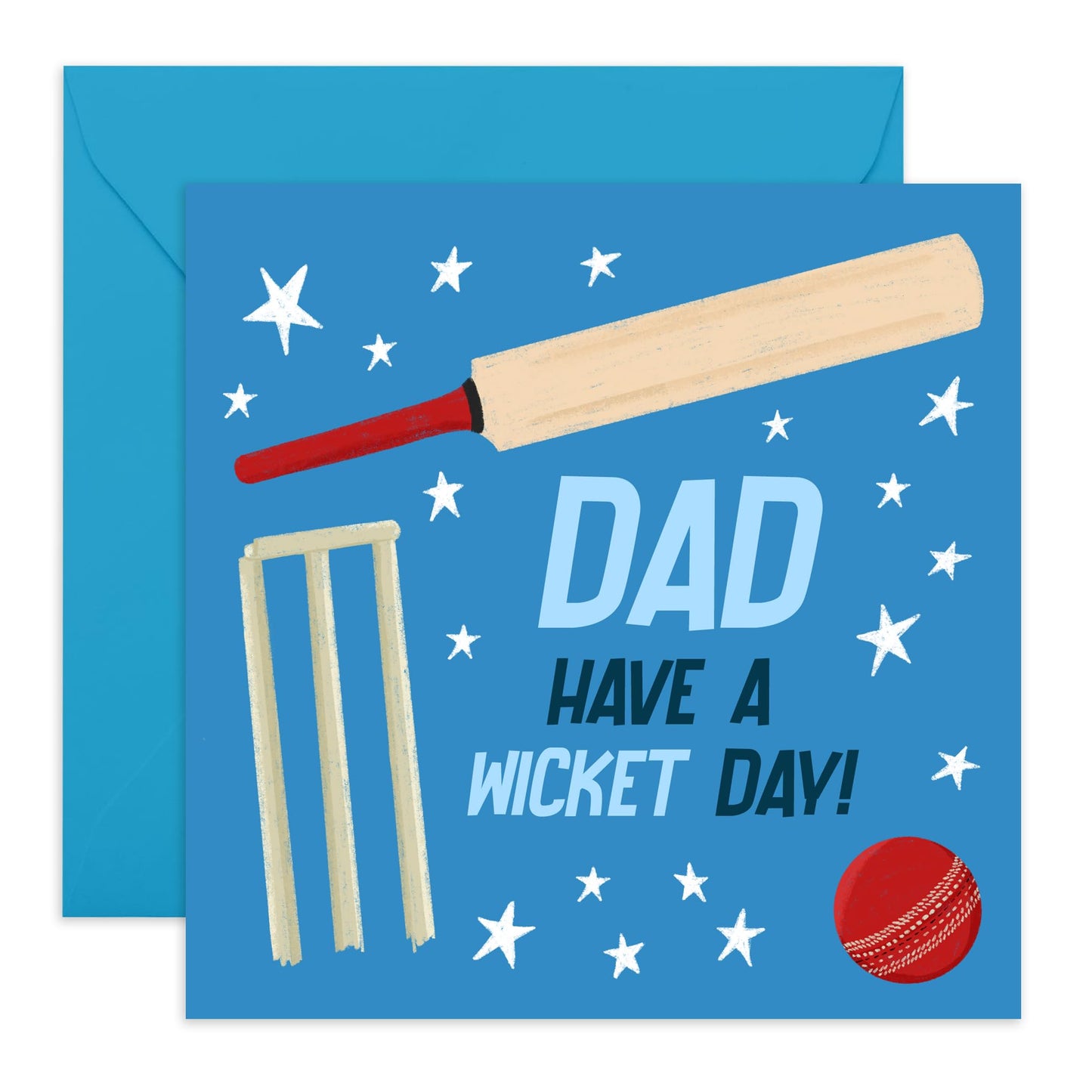 Birthday Cards For Dad - Have A Wicket Day Cricket - Dad Bday Card - Fathers Day Cards And Envelopes - Appreciation Thank You Gifts For Him Men Pop Papa Daddy - Comes With Fun Stickers By Central 23
