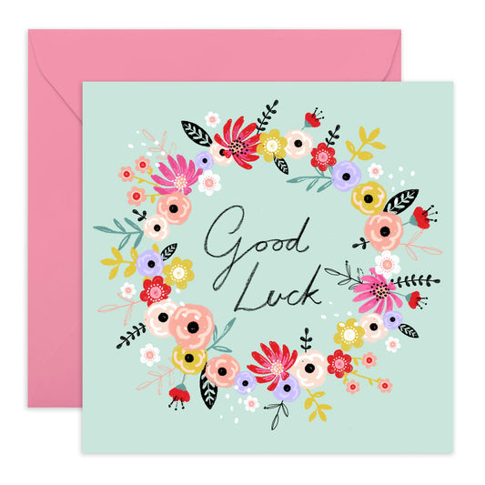 Congratulations Card - Good Luck Flower Wreath - New Job Retirement - Congrats On You New Home Card - Passed Driving Test Card - Affirmation Gifts Women Him Her - Comes With Fun Stickers By Central 23