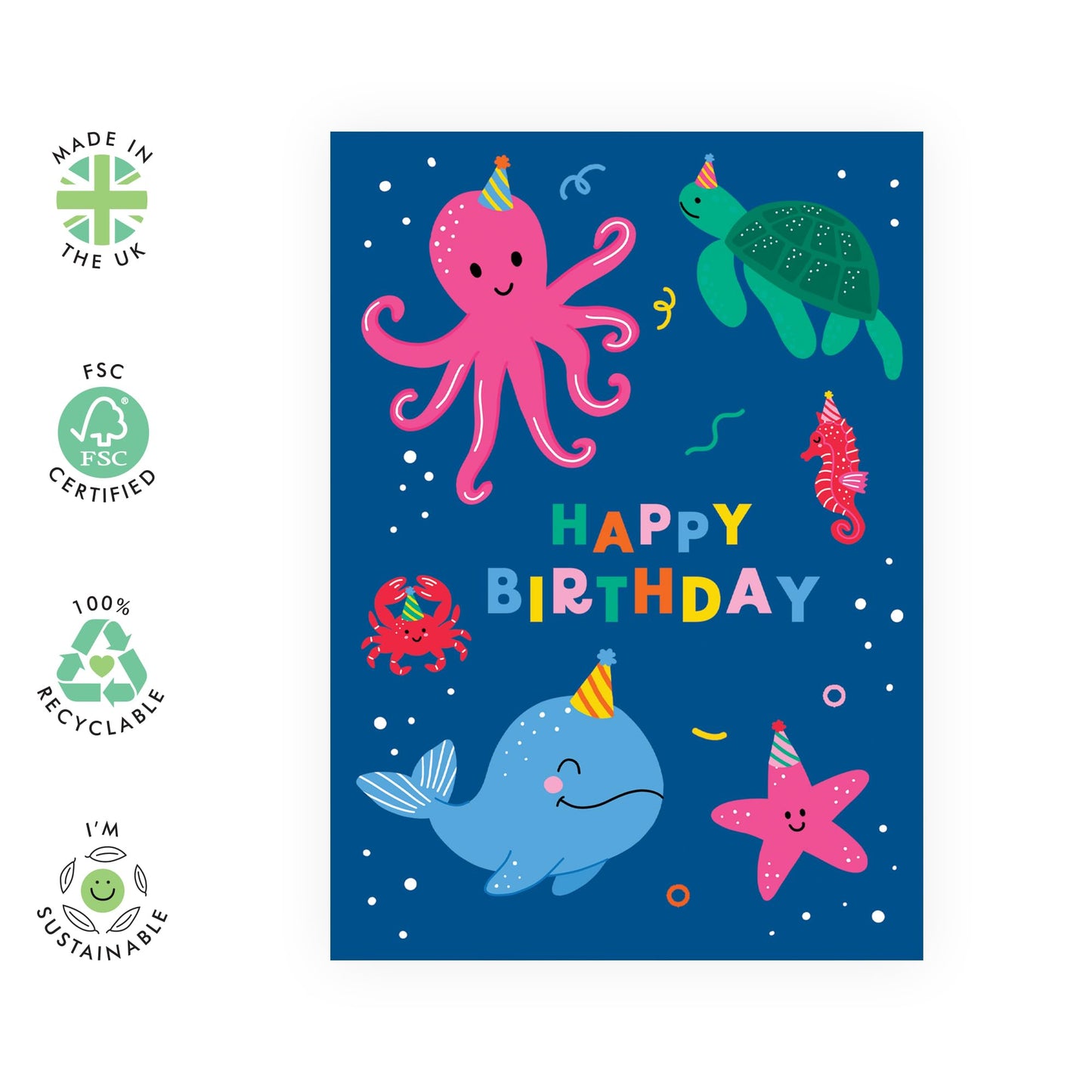 Birthday Card Boys Girls - Under The Sea - Birthday Gift For Son Daughter Niece Nephew - Gift From Mum Dad - Kids Birthday Cards - Baby Milestone Cards - Comes With Stickers By Central 23