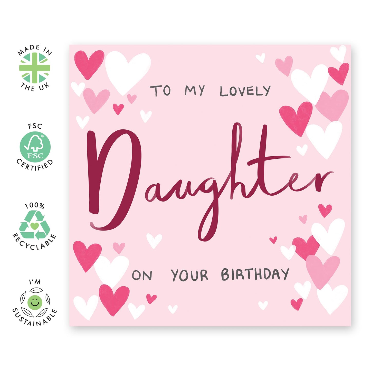 Daughter's Birthday Card - 'Daughter Floral' - Gifts for Girls, Children, Teenagers, Middleschool, Adults from Mum & Dad - Lovely - Comes with Fun Stickers