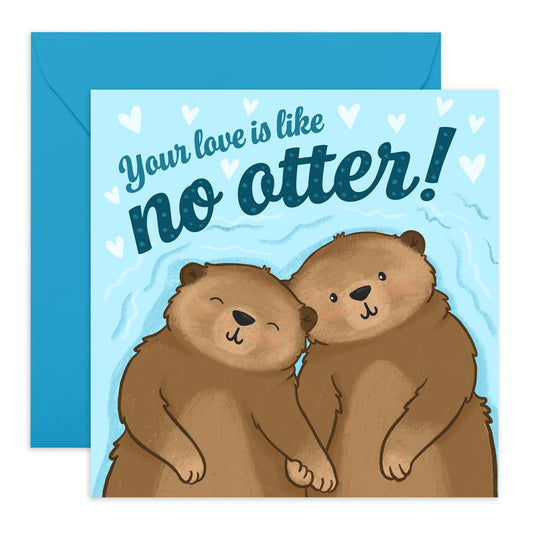 Couples Anniversary Card - Your Love Is Like No Otter - Valentines Card For Boyfriend Girlfriend - Wedding Anniversary Card For Husband Wife - Gifts For Him Her - Comes With Sticker By Central 23