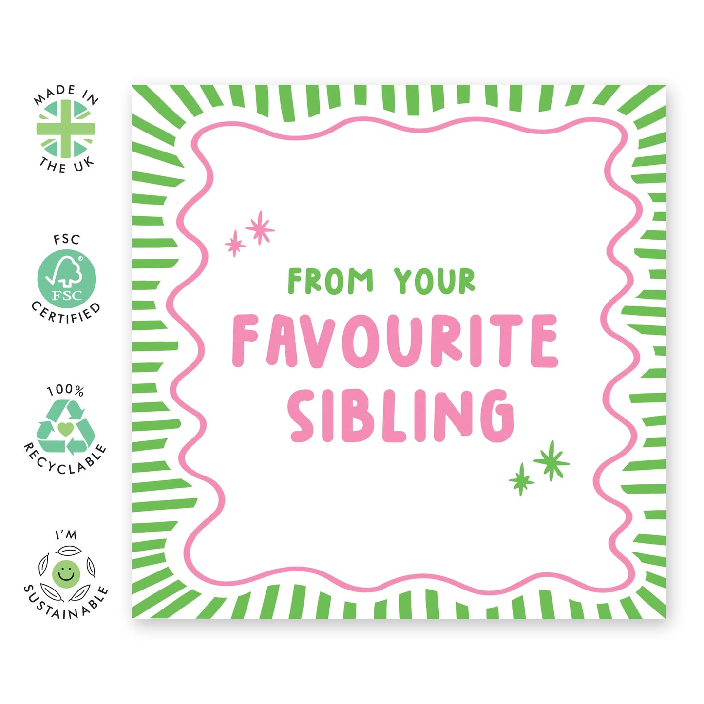 Sister Birthday Card - Favourite Sibling - Happy Birthday Cards For Brother Sibling - Sweet Thoughtful Gifts For Him Her Men Women - Comes With Stickers By Central 23